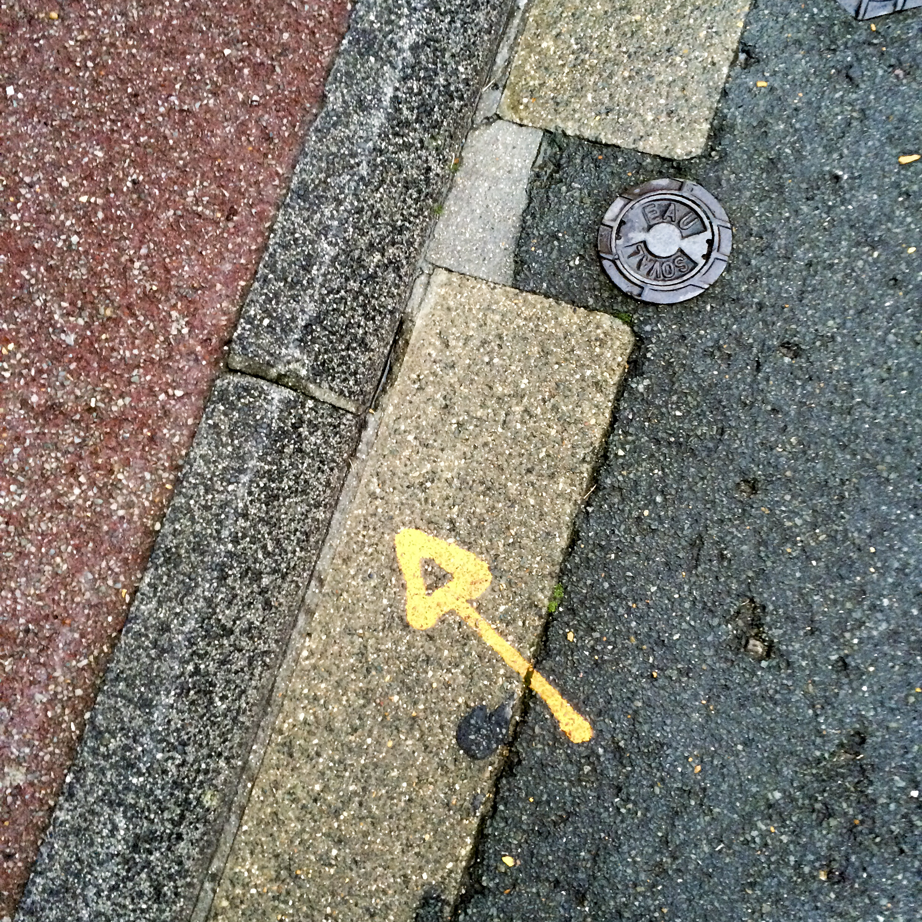 2nd of 6 placeholder images: yellow arrow spraypainted on pavement